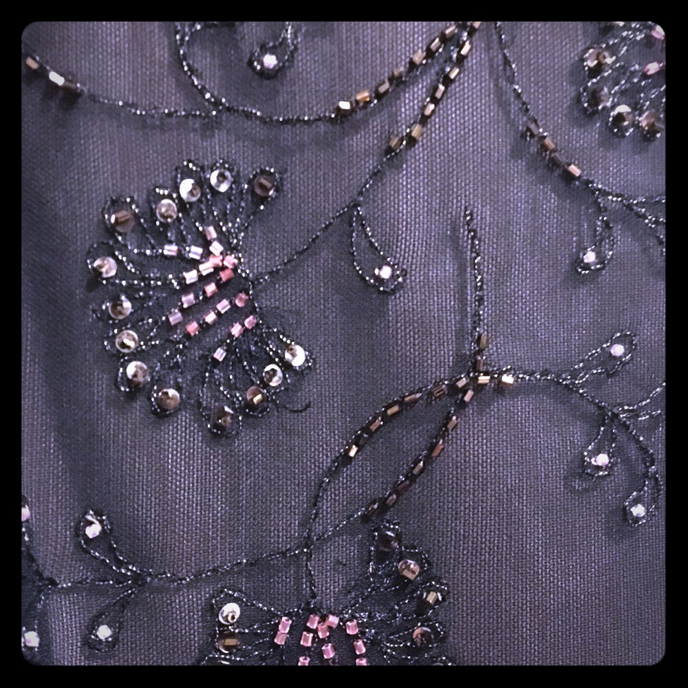 PINK floral bead-embellished adjustable top SMALL